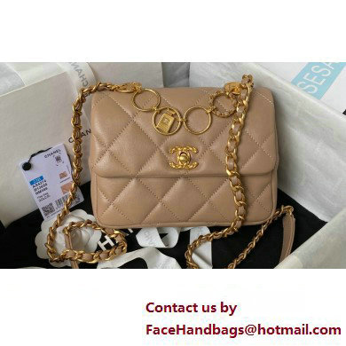 Chanel Lambskin  &  Gold-Tone Metal Badges Mini Flap Bag AS4274 Beige 2023